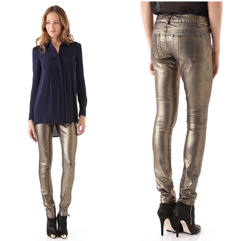 Alice & Olivia metallic jeans